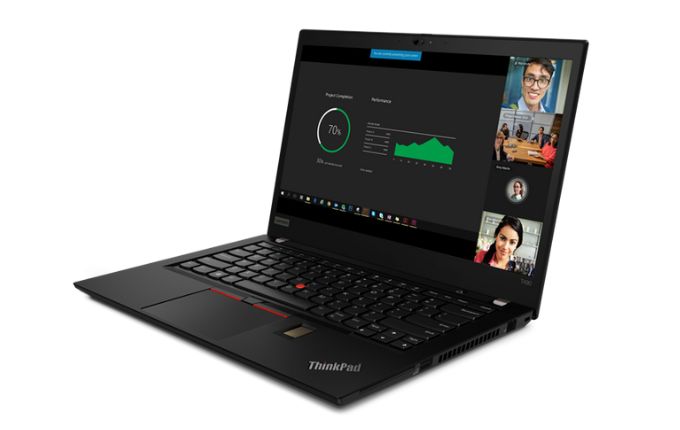 Das Lenovo ThinkPad T490 in Schwarz ist ein Laptop mit Tastatur und Bildschirm