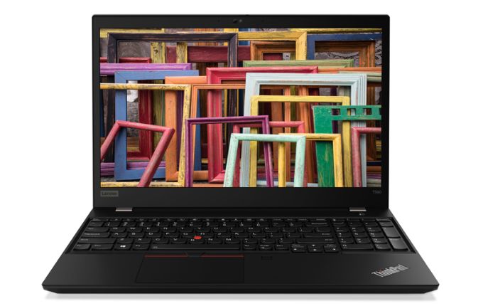 Das Lenovo ThinkPad T590 in Schwarz ist ein Laptop mit Tastatur und Bildschirm