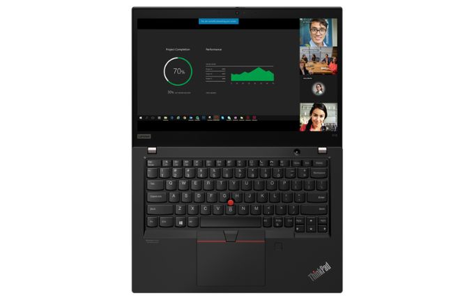 Das Lenovo ThinkPad X13 Gen 1 in Schwarz ist ein Laptop mit Tastatur und Bildschirm