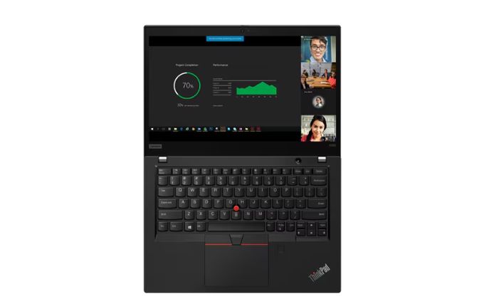 Das Lenovo ThinkPad X390 in Schwarz ist ein Laptop mit Tastatur und Bildschirm