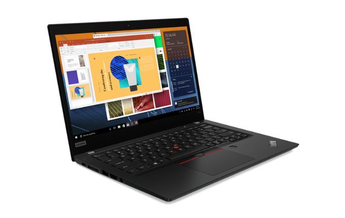 Das Lenovo ThinkPad X390 in Schwarz ist ein Laptop mit Tastatur und Bildschirm